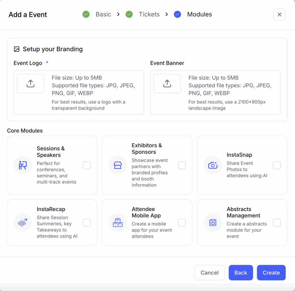 Modules configuration step