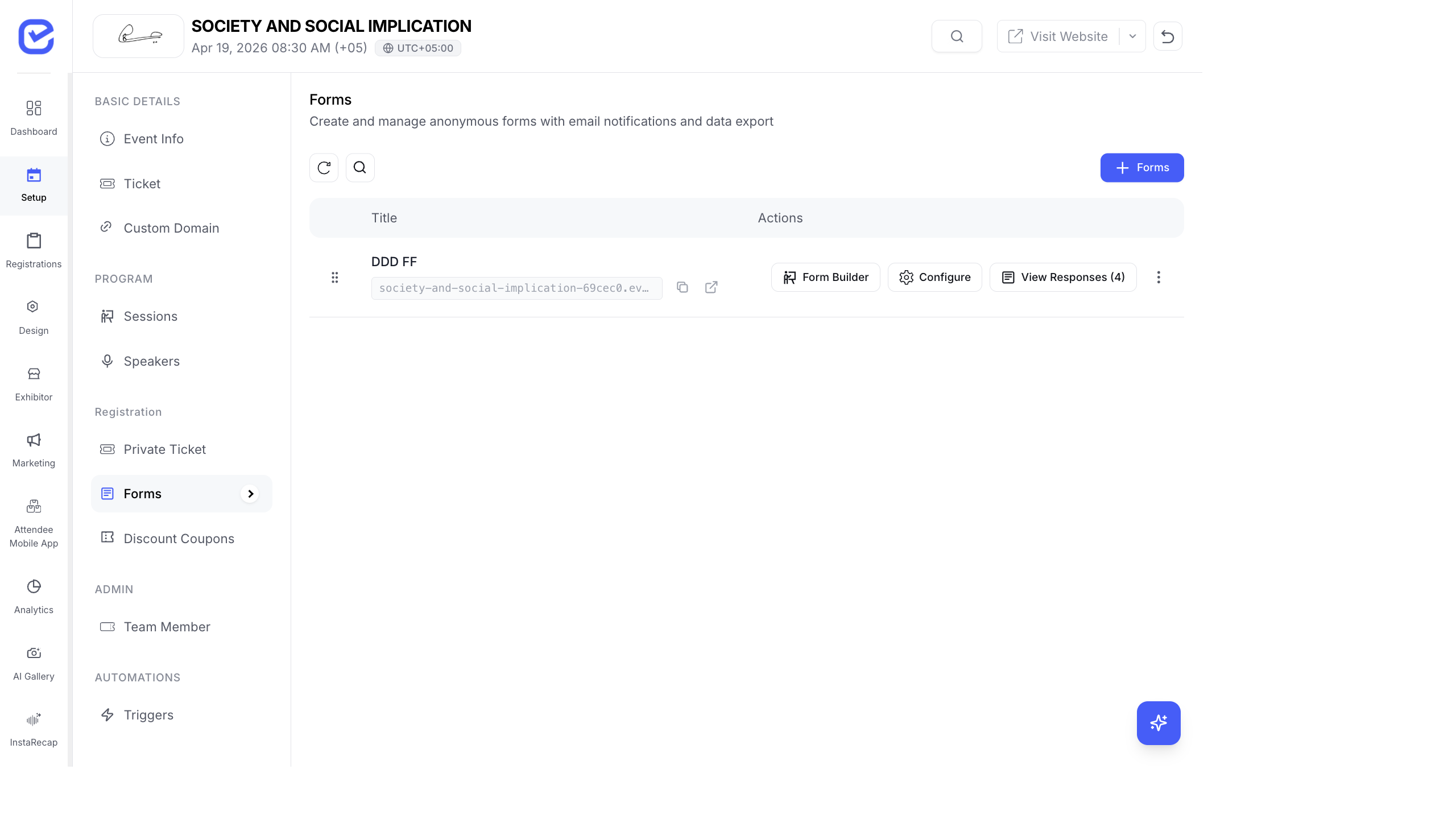 Form builder used for configuring abstract review rubrics and scoring criteria
